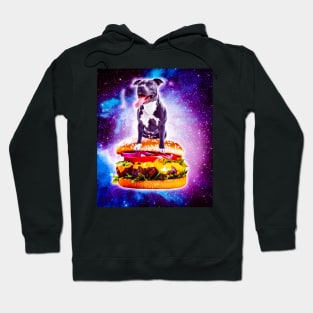 Outer Space Galaxy Dog Riding Burger Hoodie